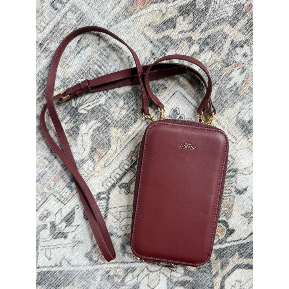 Tocco Toscano zipper wallet Crossbody Phone Bag Travel Burgundy Iduna Wine